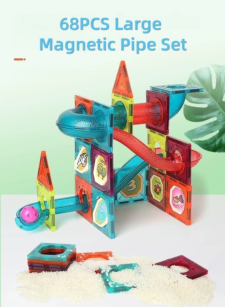 General 68PCS Magnetic Building Blocks Set for Kids – STEM Educational DIY Marble Run Track Toy with Tubes, Slides & Strong Magnets – Creative Puzzle Construction Gift for Ages 3+ 🧲  - Image 1