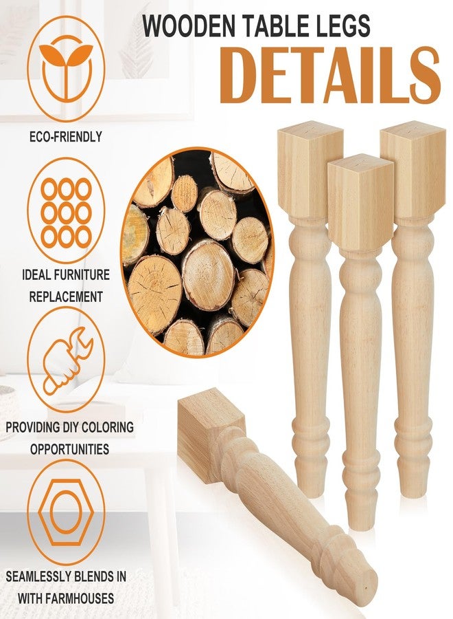 Threehoney 4 Pcs Farmhouse Table Legs, 14" x2.2'' Pine Dining Table Legs for Furniture Unfinished Wooden Furniture Dining Cottage Bench Coffee for DIY (Short) - Image 3