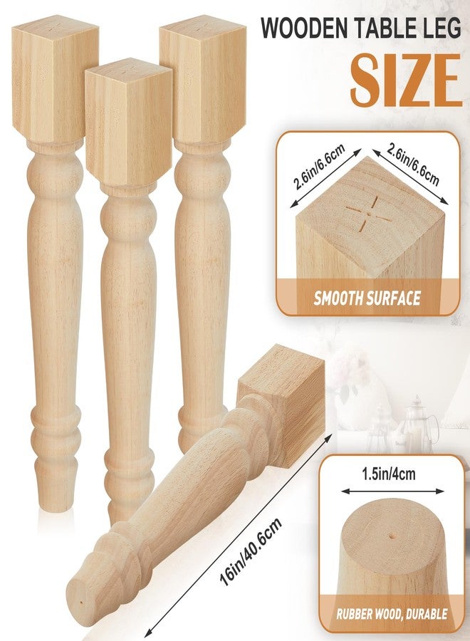 Threehoney 4 Pcs Farmhouse Table Legs, 14" x2.2'' Pine Dining Table Legs for Furniture Unfinished Wooden Furniture Dining Cottage Bench Coffee for DIY (Short) - Image 2