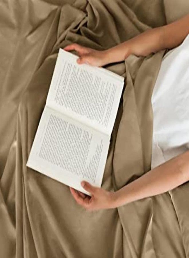 SEM B GRA - King Size Bedsheets for Single Bed 600 TC - Cotton Elastic Fitted Sheet (75 x 70 Inches)_with 8 Inch Drop- Color_Taupe Solid [ Fitted Sheet with 2 Pillow Cover] - Image 4