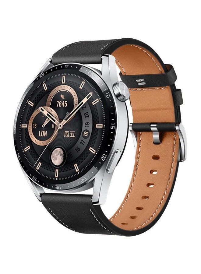 NIBEMINENT Straps Compatible with Huawei Watch 46MM GT5/GT4/GT3/GT3 Pro/GT2/GT2e/GT/GT Runner,Huawei Watch 4/4 Pro/3/3 Pro,Honor Watch 4 Pro/GS3/Magic Watch 2,Leather Band for Men, Women,Black  - Image 1