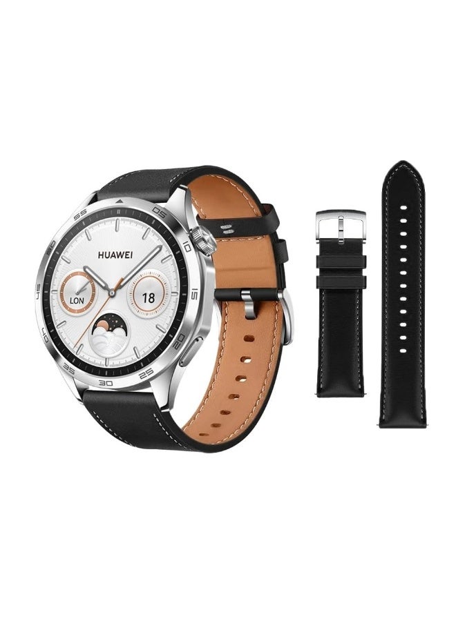 NIBEMINENT Straps Compatible with Huawei Watch 46MM GT5/GT4/GT3/GT3 Pro/GT2/GT2e/GT/GT Runner,Huawei Watch 4/4 Pro/3/3 Pro,Honor Watch 4 Pro/GS3/Magic Watch 2,Leather Band for Men, Women,Black  - Image 2