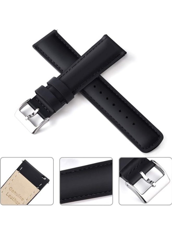 NIBEMINENT Straps Compatible with Huawei Watch 46MM GT5/GT4/GT3/GT3 Pro/GT2/GT2e/GT/GT Runner,Huawei Watch 4/4 Pro/3/3 Pro,Honor Watch 4 Pro/GS3/Magic Watch 2,Leather Band for Men, Women,Black  - Image 3