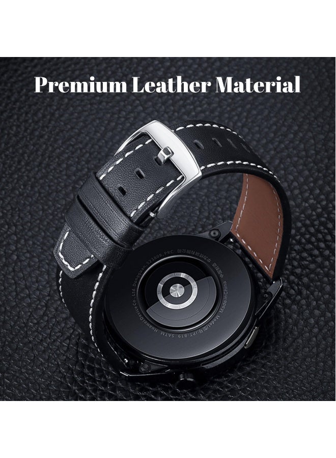 NIBEMINENT Straps Compatible with Huawei Watch 46MM GT5/GT4/GT3/GT3 Pro/GT2/GT2e/GT/GT Runner,Huawei Watch 4/4 Pro/3/3 Pro,Honor Watch 4 Pro/GS3/Magic Watch 2,Leather Band for Men, Women,Black  - Image 4