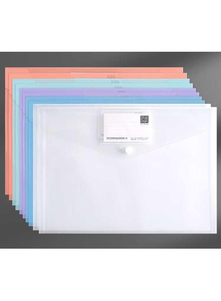 10 Pack 5 Color Envelopes, File Folders Clear Document Folders File Envelopes with Label Pocket A4 Size - Image 1