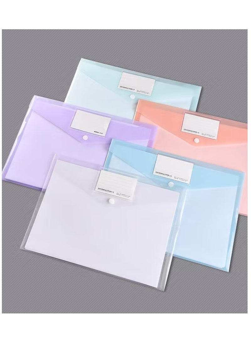 10 Pack 5 Color Envelopes, File Folders Clear Document Folders File Envelopes with Label Pocket A4 Size - Image 2