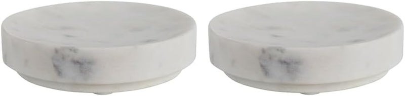 Creative Co-op Marble Soap Dish, 5" L x 5" W x 1" H, White (Pack of 2) - Image 1