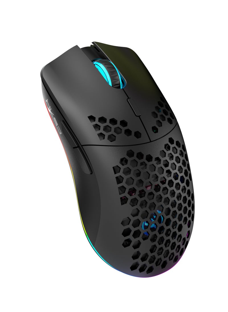 إتش إكس إس جيه ماوس الألعاب T66 RGB ثلاثي الأوضاع 2.4 جيجاهرتز/سلكي/BT5.3 مع DPI قابل للتعديل لأجهزة الكمبيوتر المكتبية والكمبيوتر المحمول  - Image 1