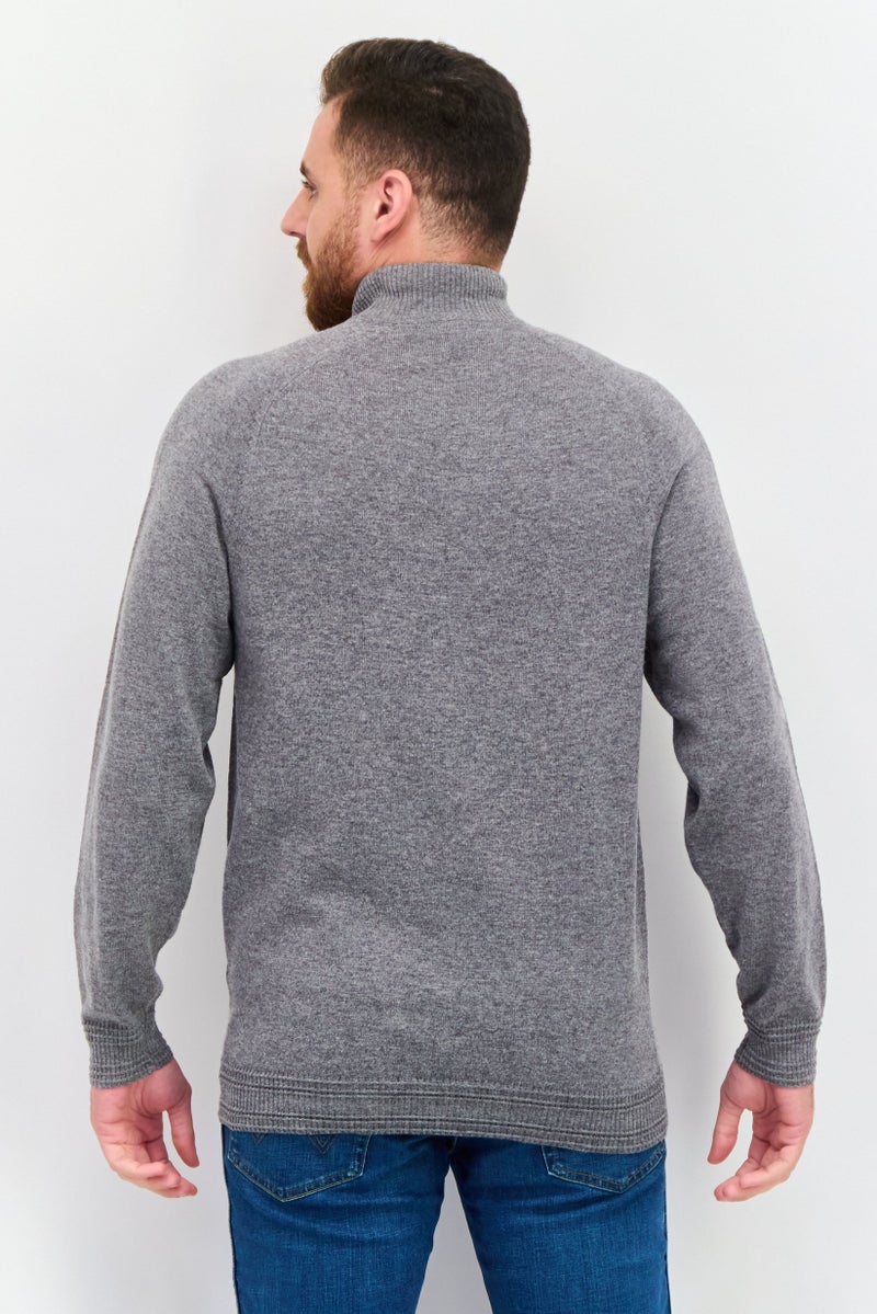 Lyle & Scott Men Mock Neck Brand Logo Long Sleeves Sweatshirt, Grey - Image 3