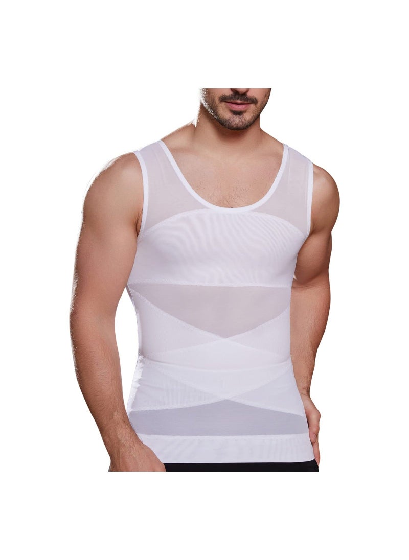 Generic - Mens Compression Shirt Slimming Undershirt, Shapewear Body Shaper Chest Compression Tummy Control Tank Top, for Zumba, Yoga, Gym, Fitness, Running, Cycling, for All-Day Wear Under(L) - Image 1