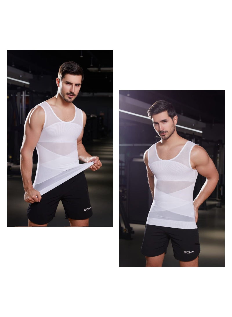 Generic - Mens Compression Shirt Slimming Undershirt, Shapewear Body Shaper Chest Compression Tummy Control Tank Top, for Zumba, Yoga, Gym, Fitness, Running, Cycling, for All-Day Wear Under(L) - Image 1