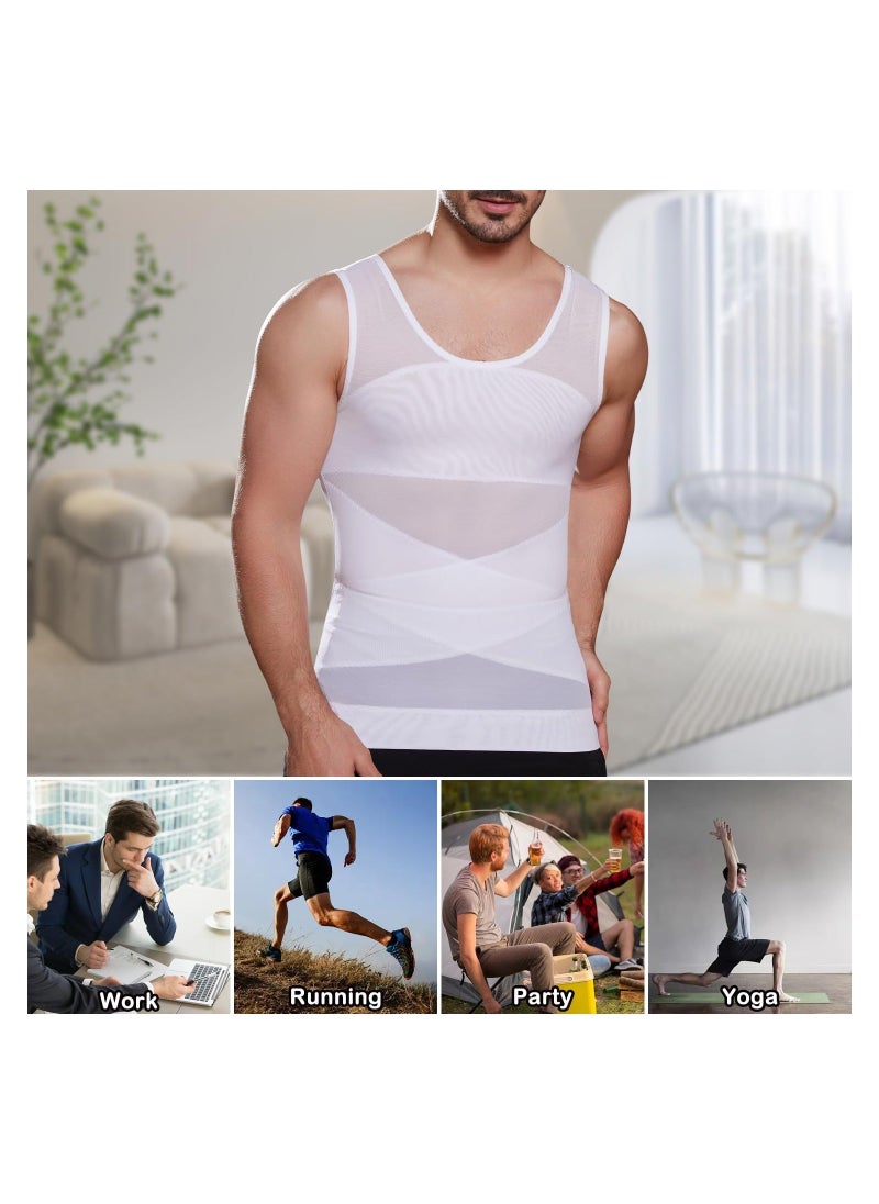Generic - Mens Compression Shirt Slimming Undershirt, Shapewear Body Shaper Chest Compression Tummy Control Tank Top, for Zumba, Yoga, Gym, Fitness, Running, Cycling, for All-Day Wear Under(L) - Image 1