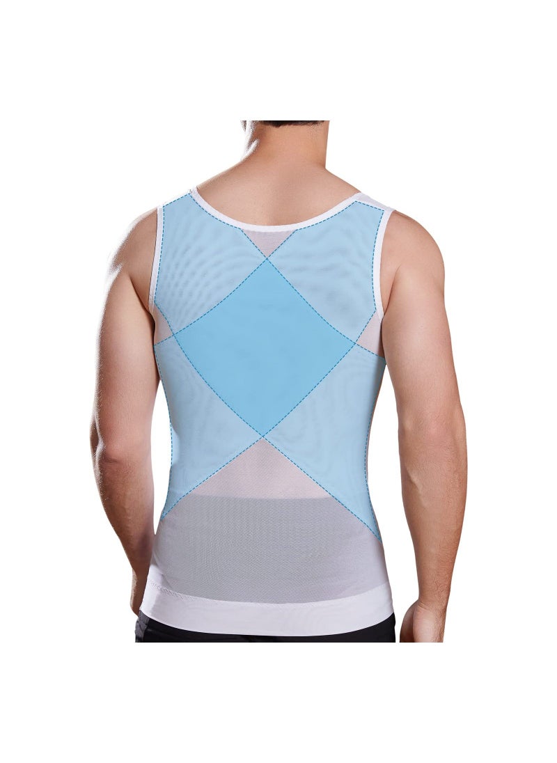 Generic - Mens Compression Shirt Slimming Undershirt, Shapewear Body Shaper Chest Compression Tummy Control Tank Top, for Zumba, Yoga, Gym, Fitness, Running, Cycling, for All-Day Wear Under(L) - Image 1
