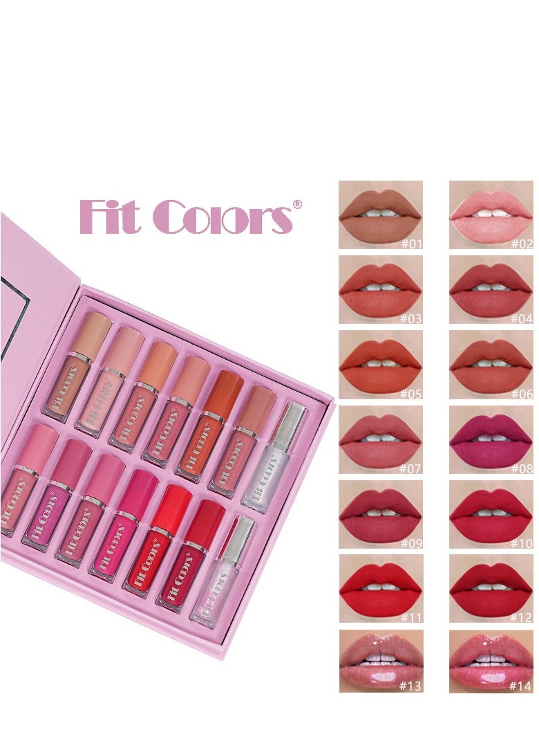 Fit Colors 14 color lip gloss gift set, matte non-stick lip gloss, lip oil, lipstick  - Image 1