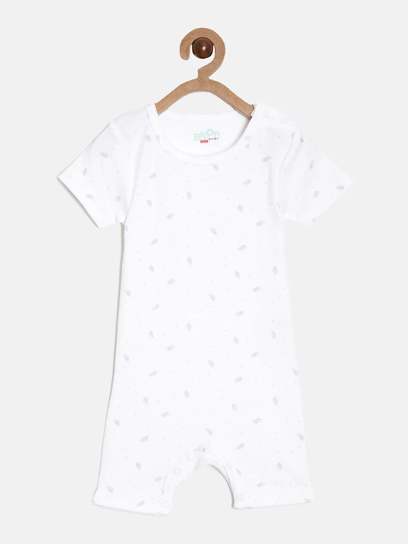 Broon Broon Infant Boys Off White and Blue Printed Organic Cotton Rompers Pack of 2