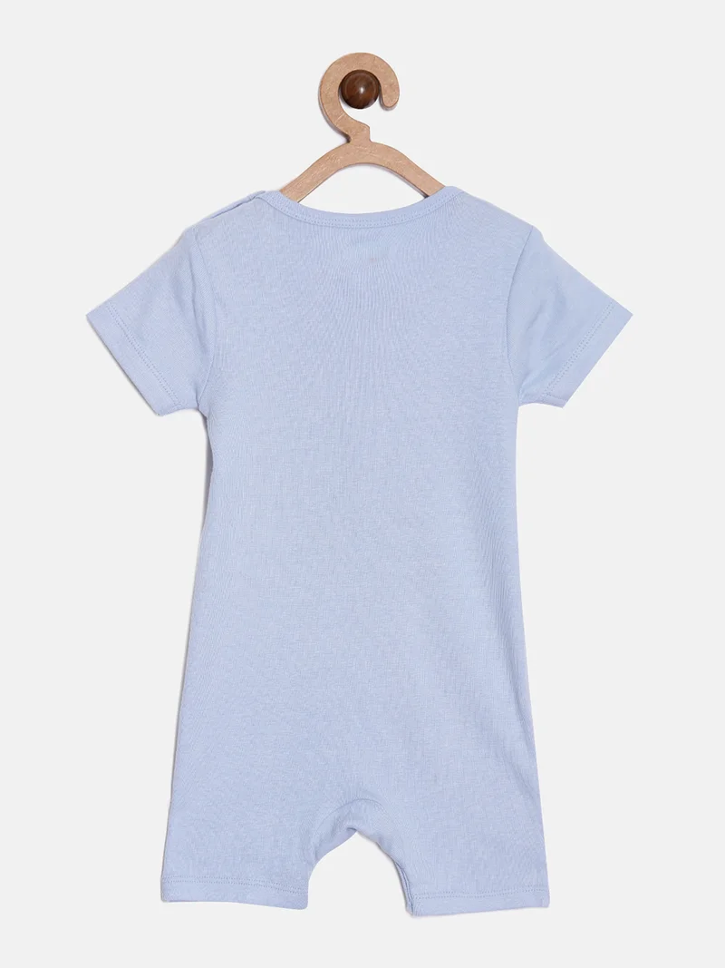 Broon Broon Infant Boys Off White and Blue Printed Organic Cotton Rompers Pack of 2