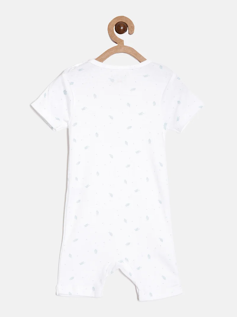 Broon Broon Infant Boys Off White and Blue Printed Organic Cotton Rompers Pack of 2