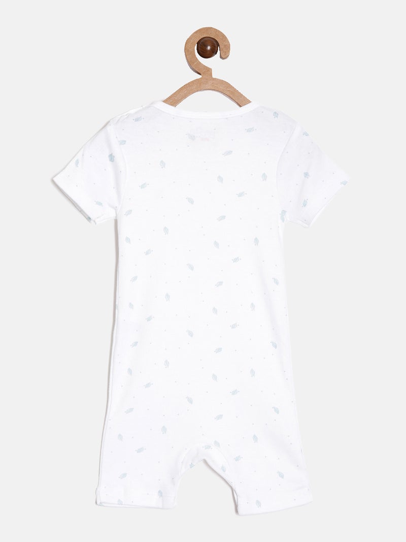 برون طقم رومبرز قطن عضوي مطبوع للأطفال الرضع من برون - أوف وايت وأزرق - قطعتان - Image 5