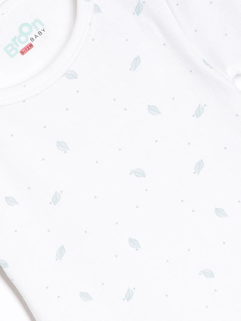 Broon Broon Infant Boys Off White and Blue Printed Organic Cotton Rompers Pack of 2