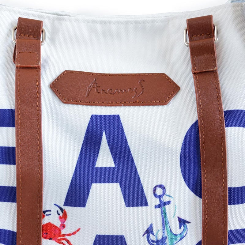 Anemoss Women's Beach Tote Bag, Waterproof Sandproof Hand Bags, Lightweight Fashionable Shoulder Bag, Large Capacity, Beach Design Bag for Picnic Shopping, Gifts for Women and Girls - Image 5