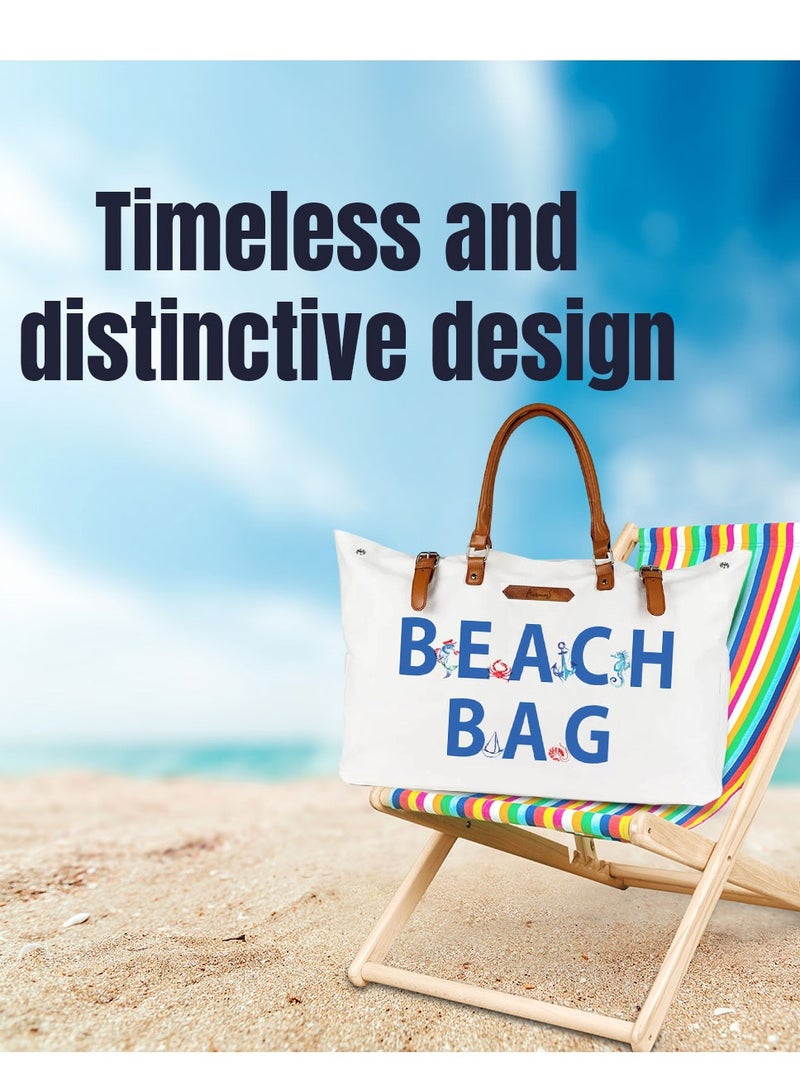 Anemoss Women's Beach Bag, Waterproof Sandproof Hand Bags, Lighweight Fashionable Shoulder Bag, Large Capacity, Beach Design Bag for Picnic Shopping, Gifts for Women and Girls  - Image 3