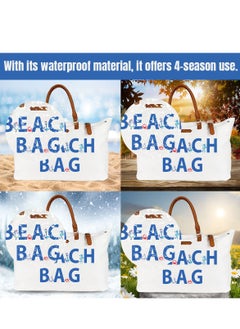 Anemoss Women's Beach Bag, Waterproof Sandproof Hand Bags, Lighweight Fashionable Shoulder Bag, Large Capacity, Beach Design Bag for Picnic Shopping, Gifts for Women and Girls  - Image 4