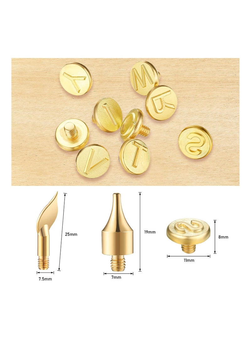 KASTWAVE 28 Pieces Wood Burning Tip Set Including Letter Number Symbol Wood Burning Tip Wood Burning Alphabet Tips Alphabet Number Template for DIY Embossing and Carving Crafts Wood Burning  - Image 2