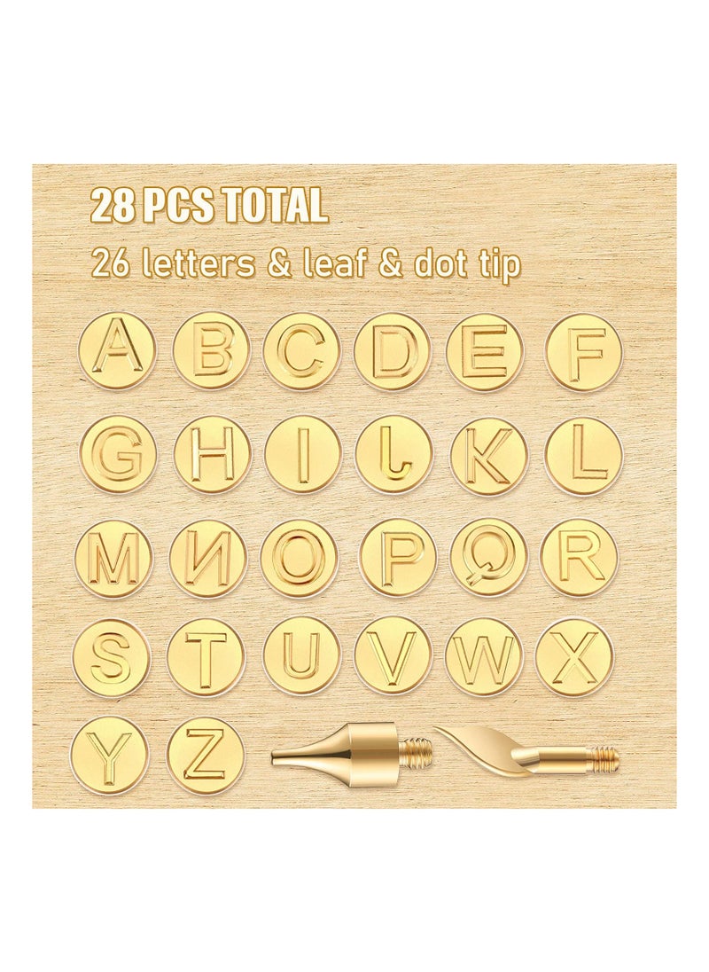 KASTWAVE 28 Pieces Wood Burning Tip Set Including Letter Number Symbol Wood Burning Tip Wood Burning Alphabet Tips Alphabet Number Template for DIY Embossing and Carving Crafts Wood Burning  - Image 4