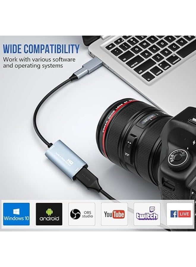 4K HDMI to USB C and USB 3.0 Video Capture Card (Silver) - 1080P 60fps Gaming and Live Streaming Recorder - Image 5