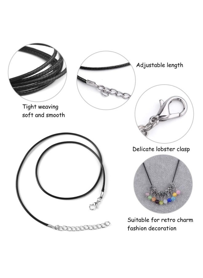 Pack Of 60 Black Waxed Cord Necklaces With 2 Mm Clasp For Necklaces Bracelets Jewellery Making Accessories Alloy Leather