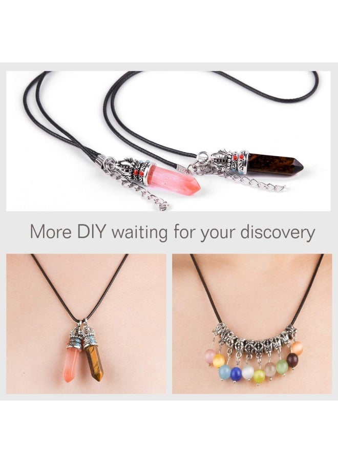 Pack Of 60 Black Waxed Cord Necklaces With 2 Mm Clasp For Necklaces Bracelets Jewellery Making Accessories Alloy Leather