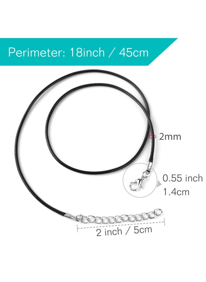 Pack Of 60 Black Waxed Cord Necklaces With 2 Mm Clasp For Necklaces Bracelets Jewellery Making Accessories Alloy Leather