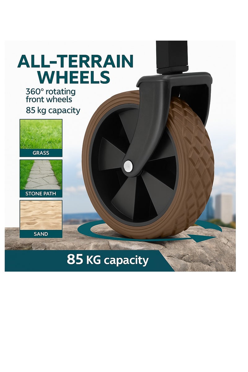 القادة عربة خدمات قابلة للطي سعة 145 لترًا، عربة خضراء متينة مزودة بعجلات لجميع أنواع التضاريس، مناسبة للشاطئ والحديقة والتخييم، عربة خارجية قابلة للطي محمولة، 59 × 33 × 45 سم - Image 5