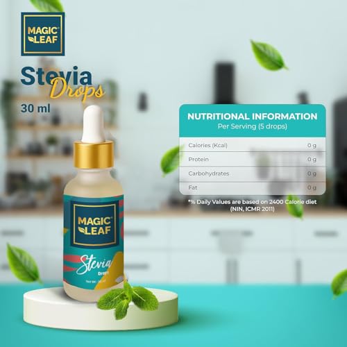 Magic Leaf Sugar Free Stevia Drops, 30 ml (Pack of 2), Natural Origin Sweetener with Stevia Leaf Extract, for Weight Watchers, Zero Calorie, Non GMO, Stevia Based Liquid Sweetener - Image 3