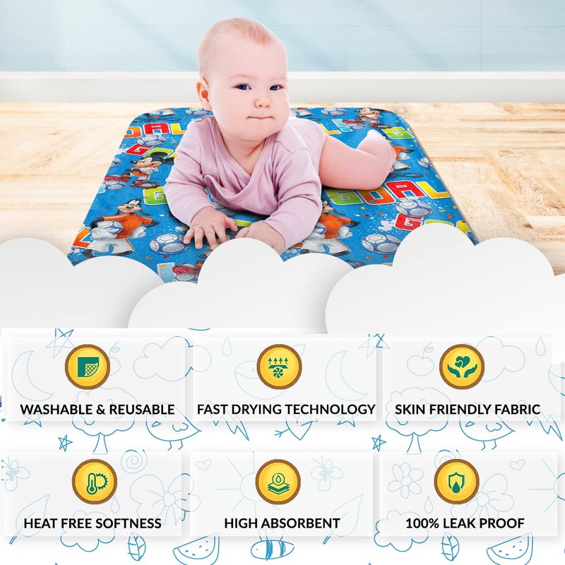 Sassoon Polyester Mickey Mouse Printed Washable and Waterproof Large Size Dry Sheet/Bed Protector for Kids- Multi Colored (100 x 140 cm) - Image 3
