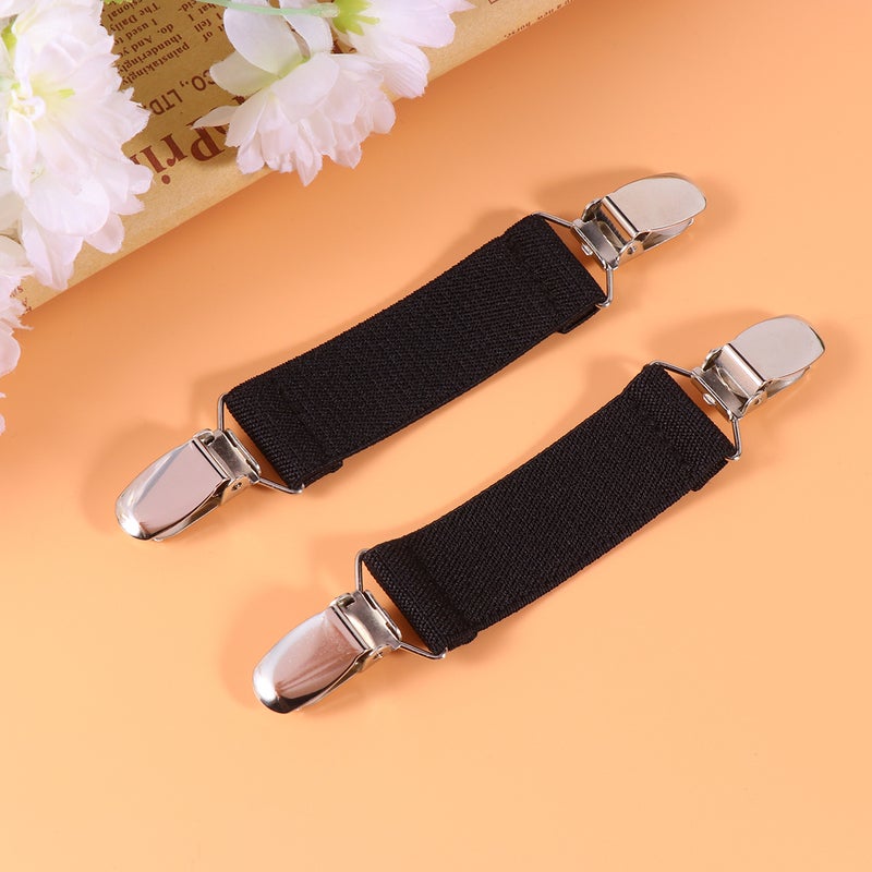 4pcs Bed Sheet Fixed Buckles Anti-slip Fasteners Sofa Cushion Non-slip Clips Elastic Grippers Belt (Black) - Image 5