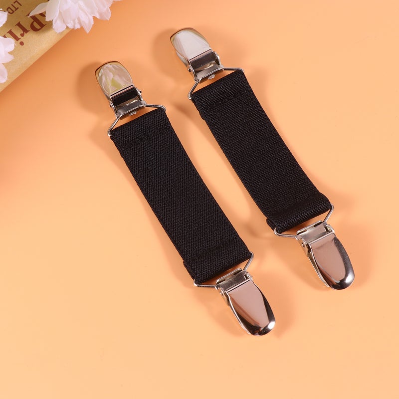 4pcs Bed Sheet Fixed Buckles Anti-slip Fasteners Sofa Cushion Non-slip Clips Elastic Grippers Belt (Black) - Image 3