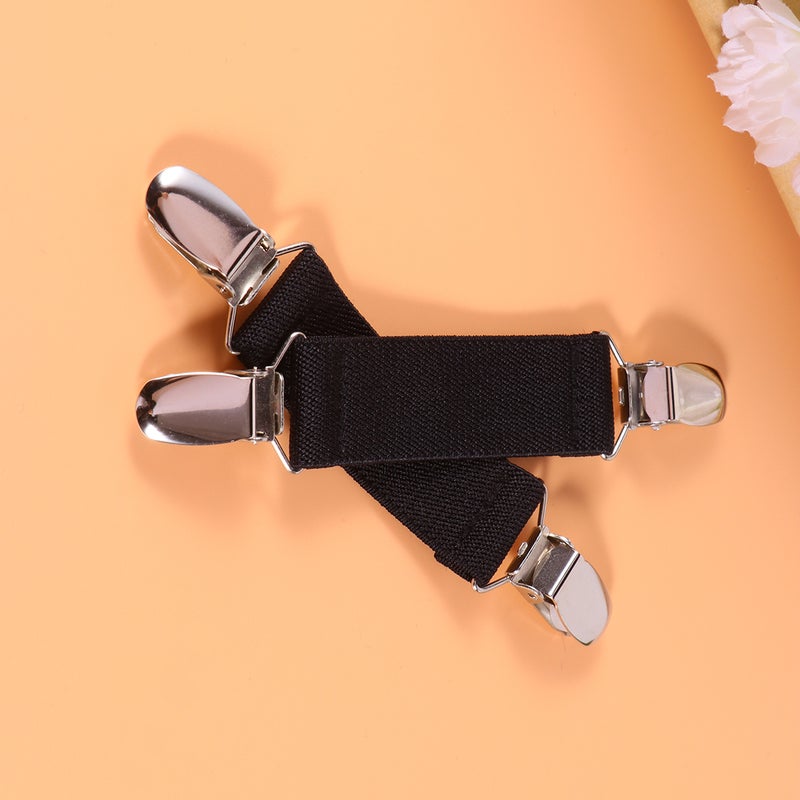 4pcs Bed Sheet Fixed Buckles Anti-slip Fasteners Sofa Cushion Non-slip Clips Elastic Grippers Belt (Black) - Image 4