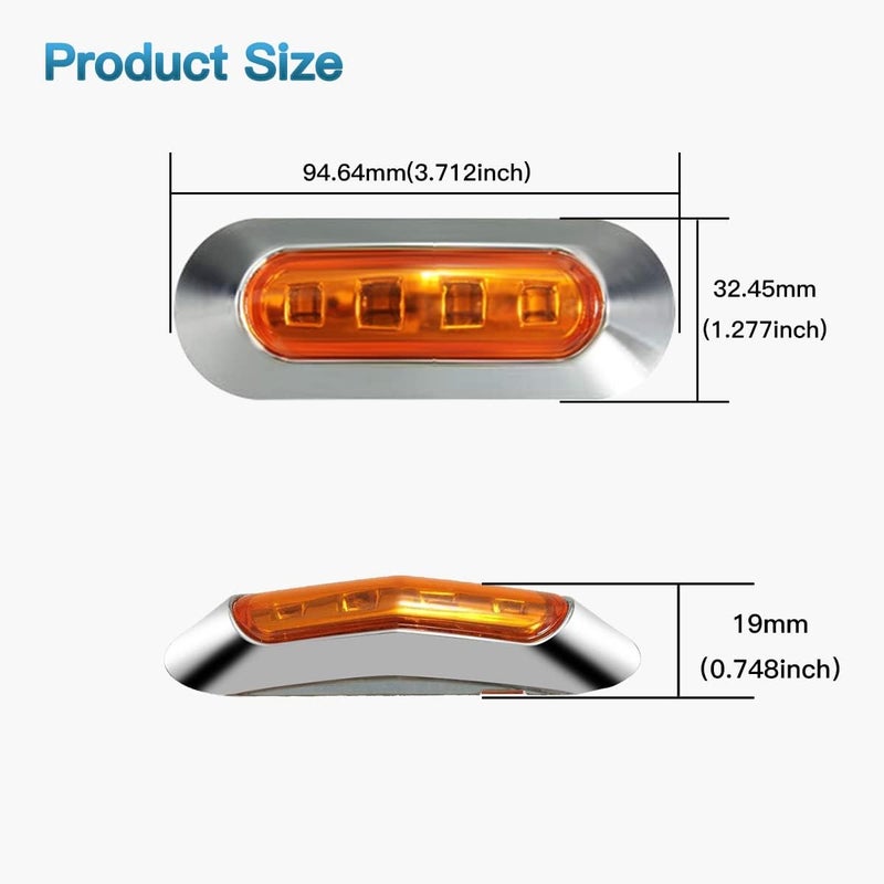 ALFU 20PCS LED Side Marker Indicator Lights - 10 Amber & 10 Red for Trailers, Trucks, and Boats - Image 2