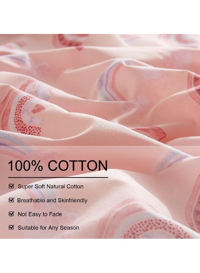 غطاء لحاف وردي للأطفال مجموعة أغطية سرير فتيات لطيفة وكawaii 3 قطع ناعمة جدًا وقابلة للتنفس لحاف صغير مراهق غطاء لحاف نمط كرتوني مجموعة أغطية سرير - Image 2