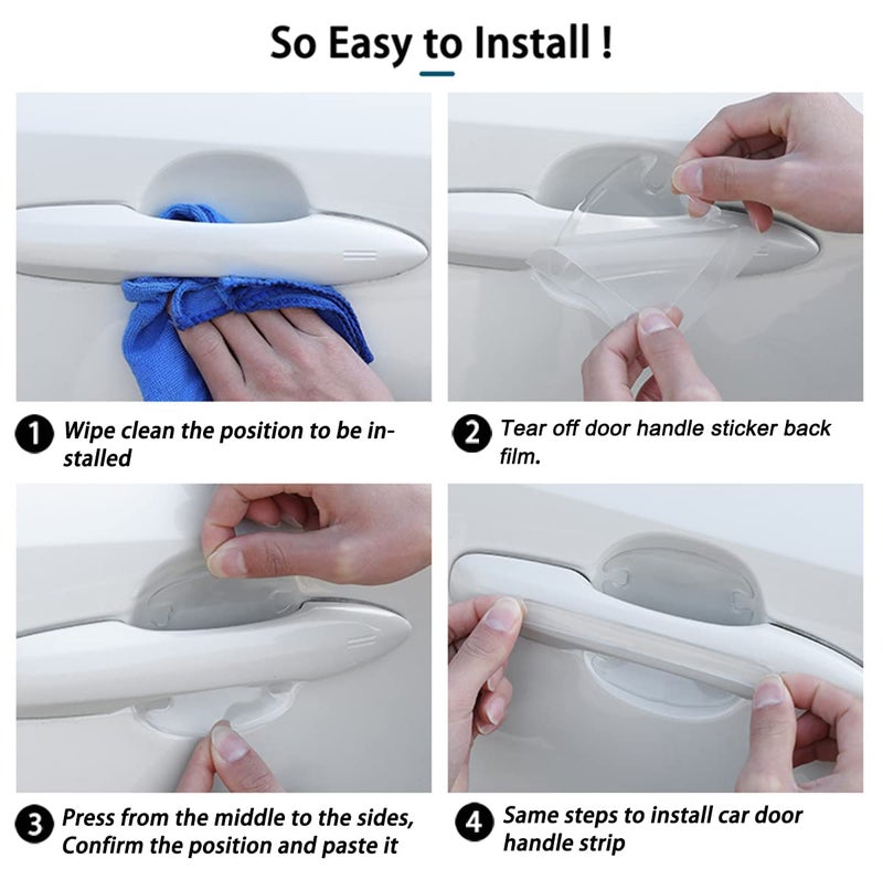 Kelenate® (8 Pcs) Car Door Handle Scratch Protector -Transparent Universal Car Door Handle Protector Accessories Clear DoorBowl Paint Protection Film Waterproof Compatible with E-rtiga - Image 4