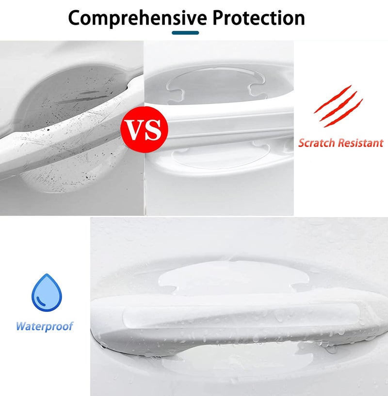 Kelenate® (8 Pcs) Car Door Handle Scratch Protector -Transparent Universal Car Door Handle Protector Accessories Clear DoorBowl Paint Protection Film Waterproof Compatible with E-rtiga - Image 3