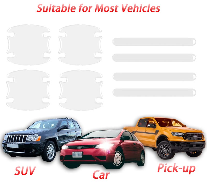 Kelenate® (8 Pcs) Car Door Handle Scratch Protector -Transparent Universal Car Door Handle Protector Accessories Clear DoorBowl Paint Protection Film Waterproof Compatible with E-rtiga - Image 5