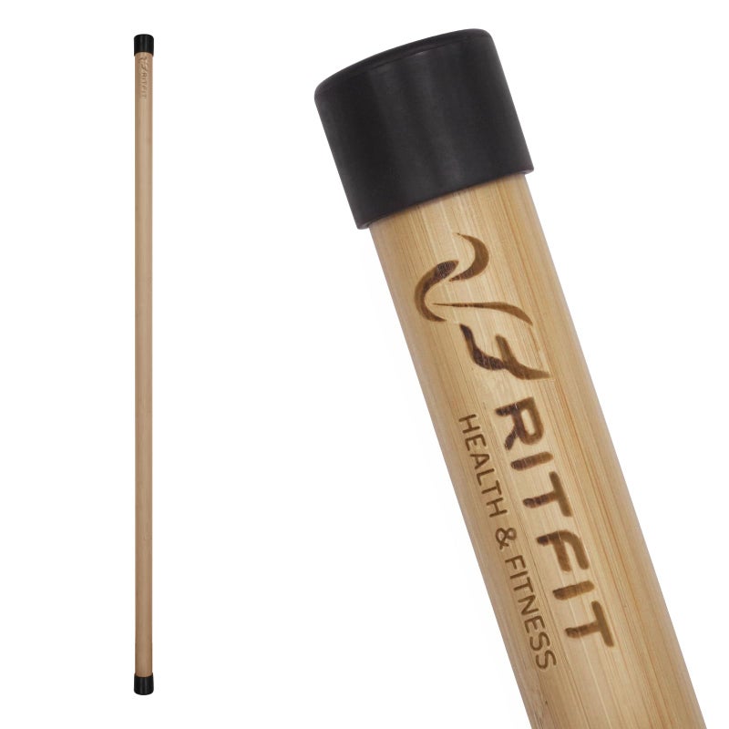 RitFit 5ft Natural Bamboo Yoga Stick, Exercise Stick, Stretching Stick, Versatile Tool for Yoga Practice, Stretching, Flexibility - Image 1