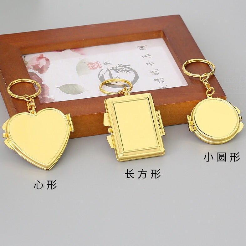 Japanese And Korean Creative Portable Double-Sided Folding Small Mirror Logo Fixed Makeup Mirror Plus Logo Jewelry Diy Keychain - Image 5