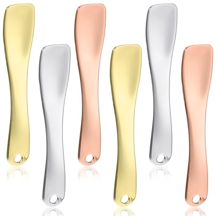 Trinkrittey 6 Pcs Metal Cosmetic Spoon, Mini Skincare Spatula Skin Care Facial Cream Mask Scoop Makeup Tools for Cosmetic Scoop for Creams Lotions Masks (Silver Gold Rose Gold) - Image 1