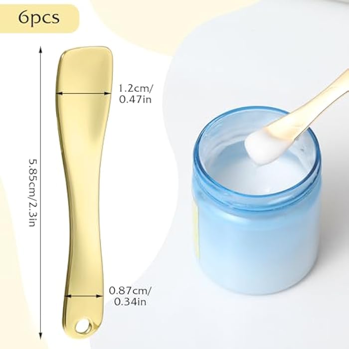 Trinkrittey 6 Pcs Metal Cosmetic Spoon, Mini Skincare Spatula Skin Care Facial Cream Mask Scoop Makeup Tools for Cosmetic Scoop for Creams Lotions Masks (Silver Gold Rose Gold) - Image 2