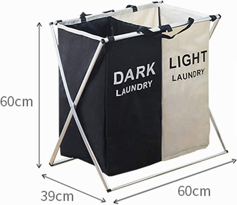 sulfar 2 layered laundry basket Foldable Laundry Basket On Wheels 2 Sections Waterproof Storage Washing Basket with Lid Collapsible Rolling Laundry Hamper Large Dirty Clothes Storage Cart - Image 3