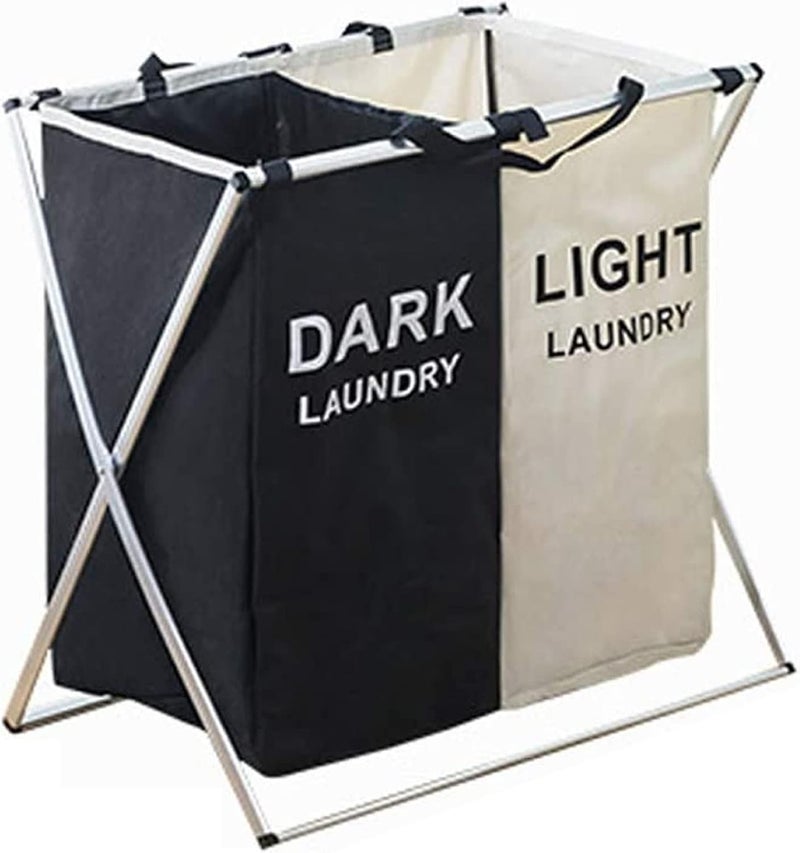 sulfar 2 layered laundry basket Foldable Laundry Basket On Wheels 2 Sections Waterproof Storage Washing Basket with Lid Collapsible Rolling Laundry Hamper Large Dirty Clothes Storage Cart - Image 1