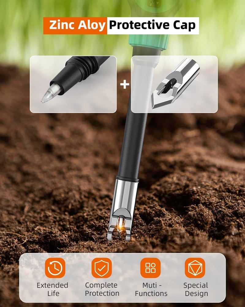 Tadeto Soil pH Tester, High Accuracy Digital pH Meter for Soil, Garden, Water, Plants, Solution and Food, Soil pH Test Kit with Thermometer LCD Display, Calibration Powder and Alloy Protective Cap - Image 2